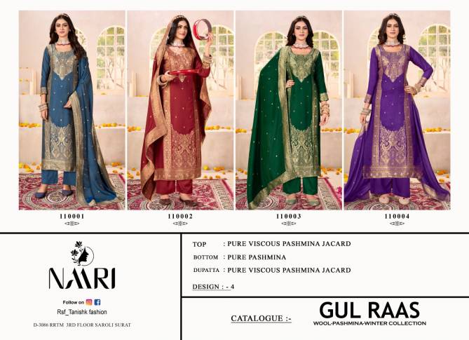 Gul Raas By Naari Viscose Pashmina jacquard Salwar Kameez Wholesale Price In Surat